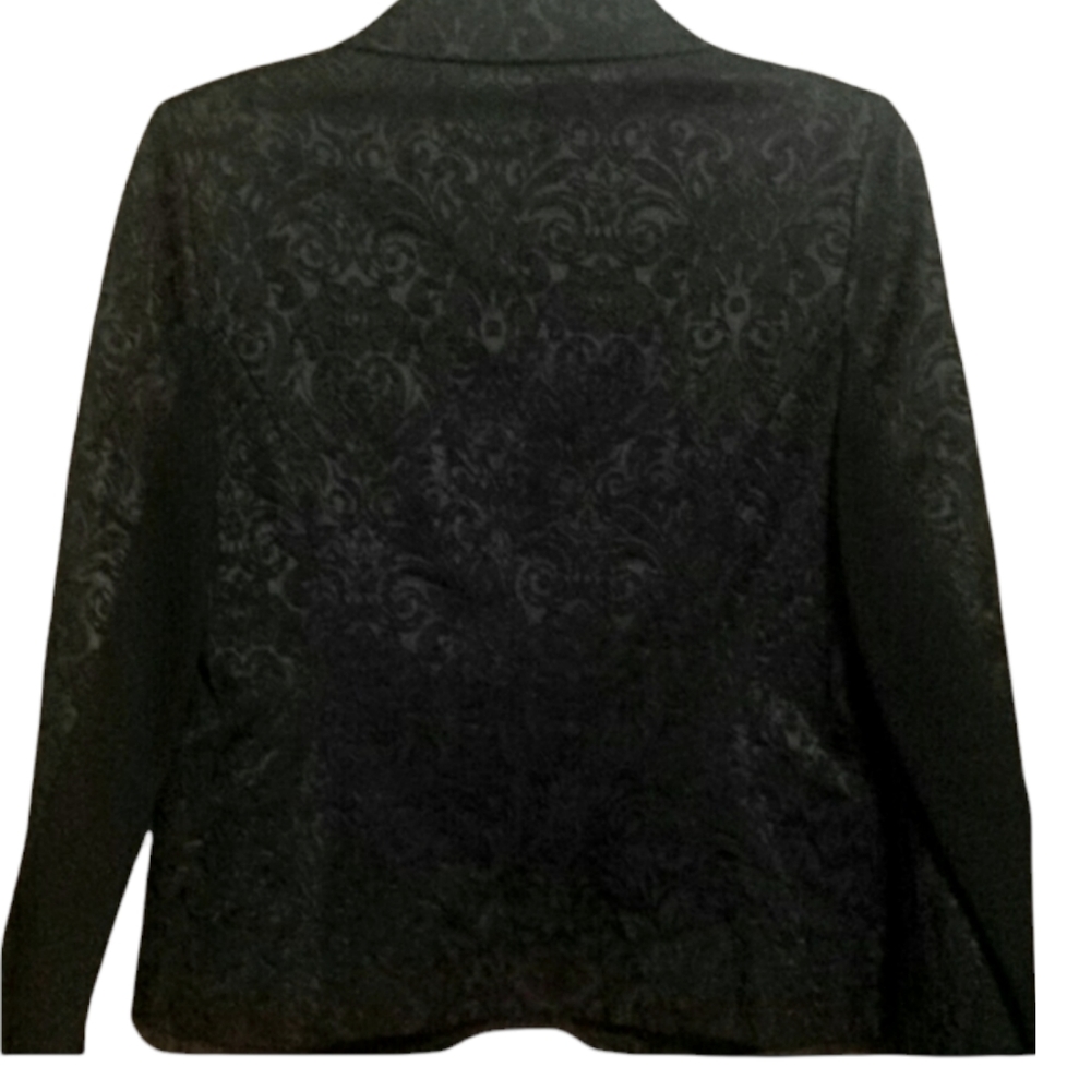 New Black Chico's Blazer Damask Design sz 4 Or Size Small - Picture 3 of 7